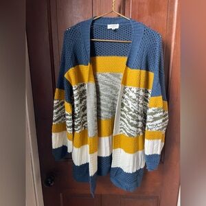 Umgee women's small blue / white / gold cardigan